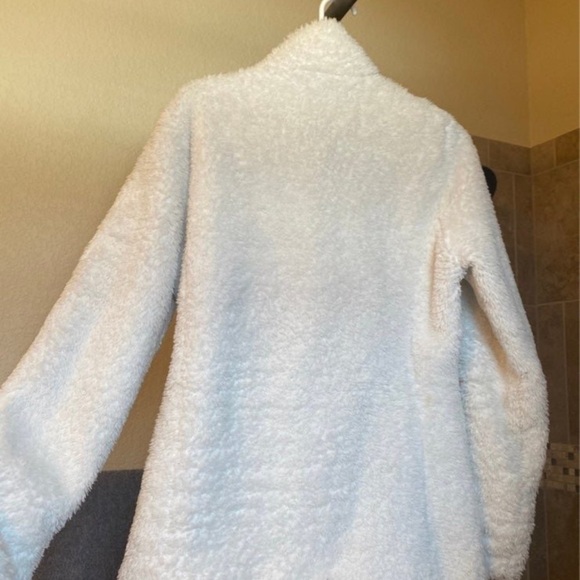 Patagonia Women’s White Fleece long lean Full Zip Jacket Hip Length Large - Picture 5 of 7